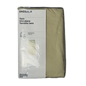 IKEA ANGSLILJA Twin Duvet Cover Pillowcase Set Light Beige/Green-NEW